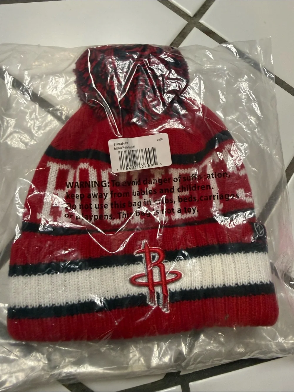 Houston Rockets Kids Red Pom Beanie